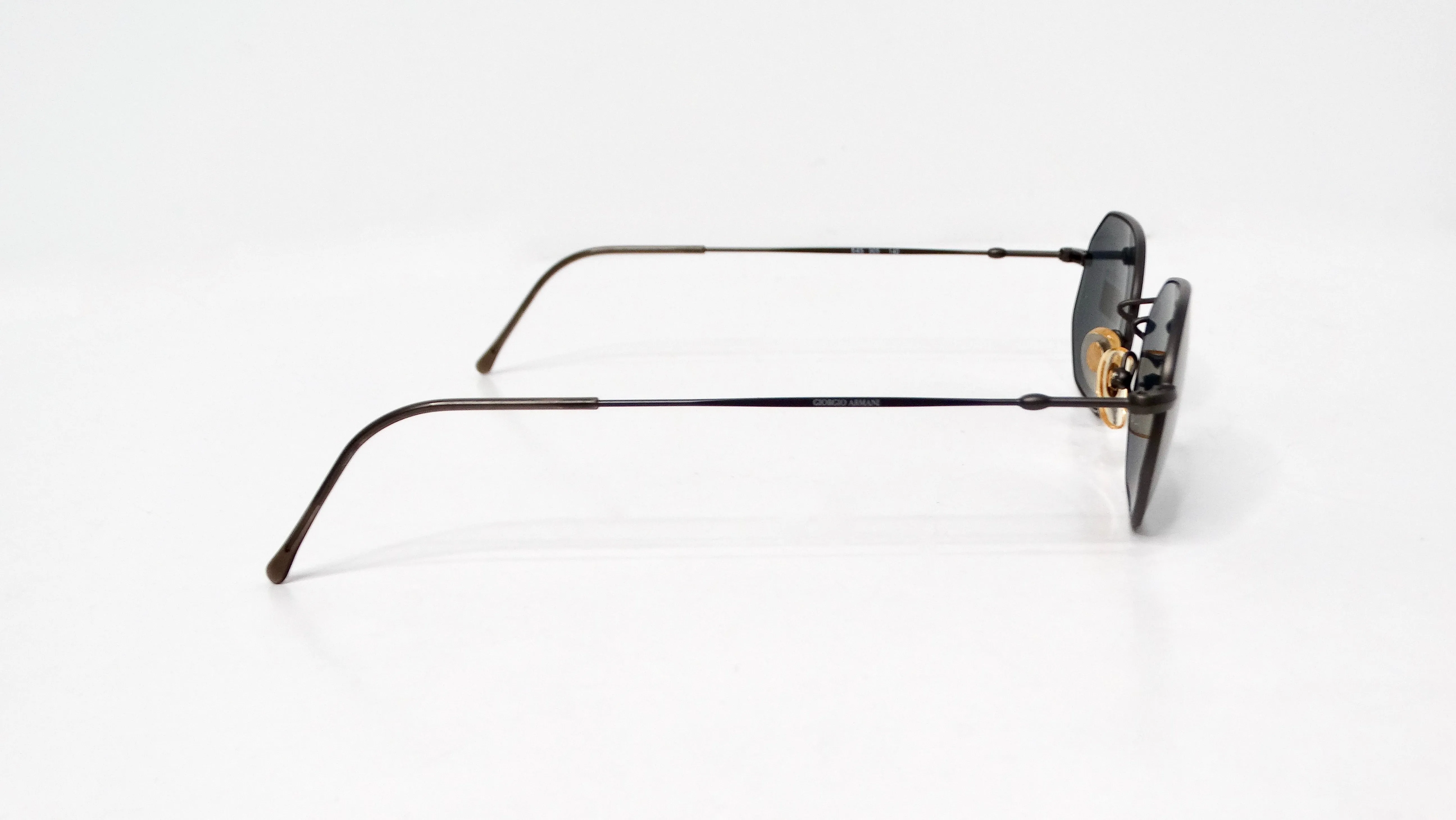 1990s Giorgio Armani Geometric Black Metal Frame Tinted Sunglasses