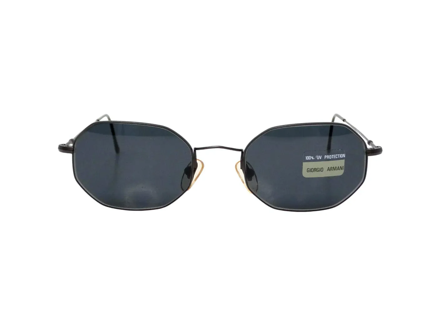 1990s Giorgio Armani Geometric Black Metal Frame Tinted Sunglasses