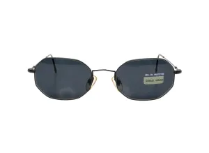 1990s Giorgio Armani Geometric Black Metal Frame Tinted Sunglasses