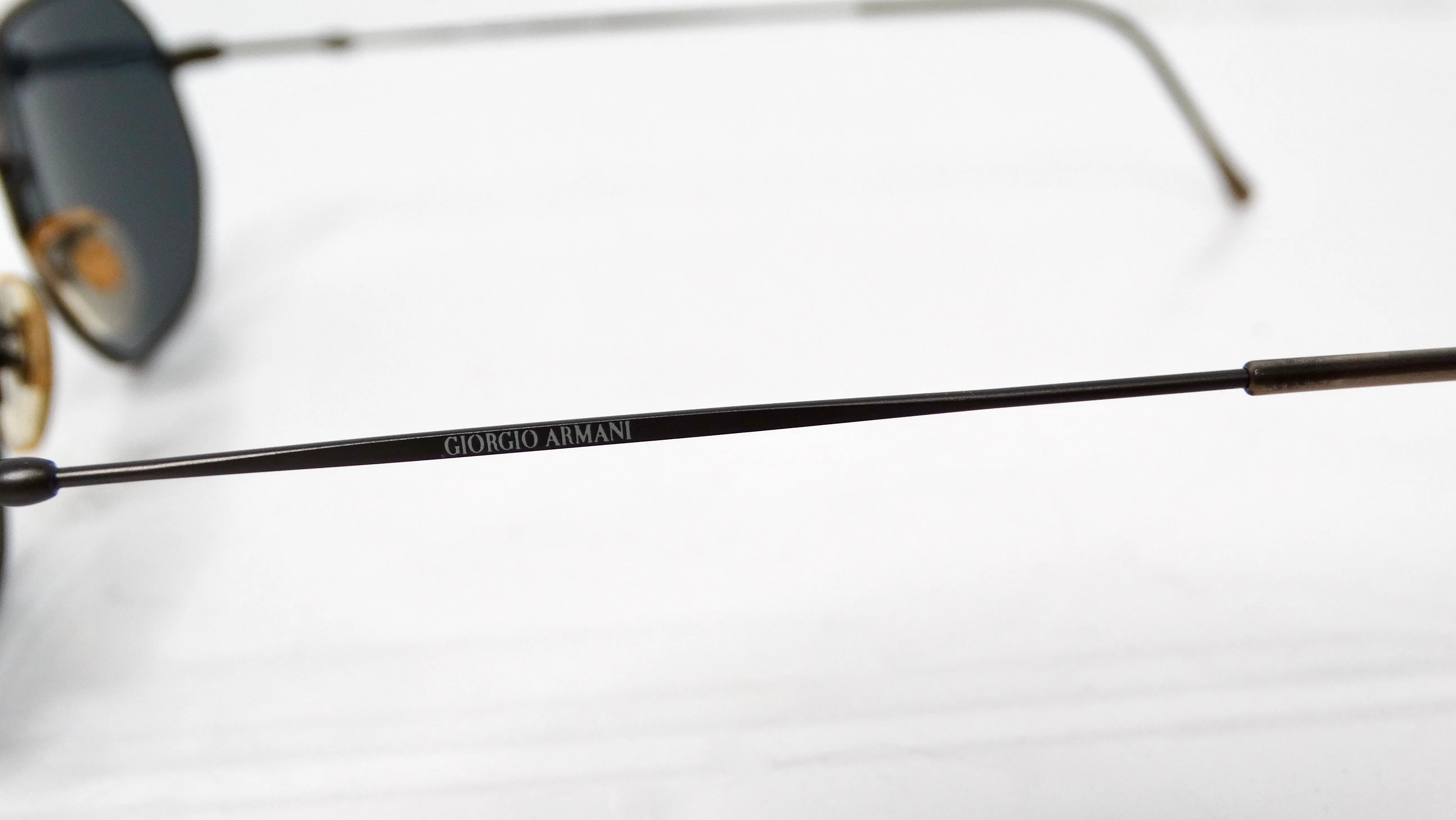 1990s Giorgio Armani Geometric Black Metal Frame Tinted Sunglasses