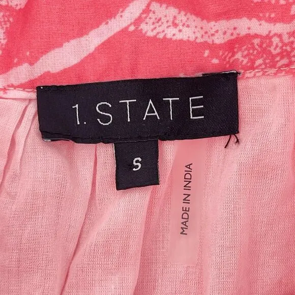 1.State Women’s Pink Floral Printed Low Yoke Puffy Midi Skirt Size Small