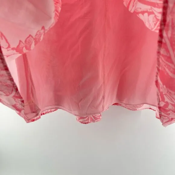 1.State Women’s Pink Floral Printed Low Yoke Puffy Midi Skirt Size Small