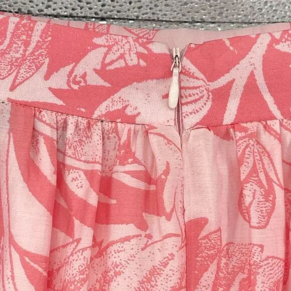 1.State Women’s Pink Floral Printed Low Yoke Puffy Midi Skirt Size Small