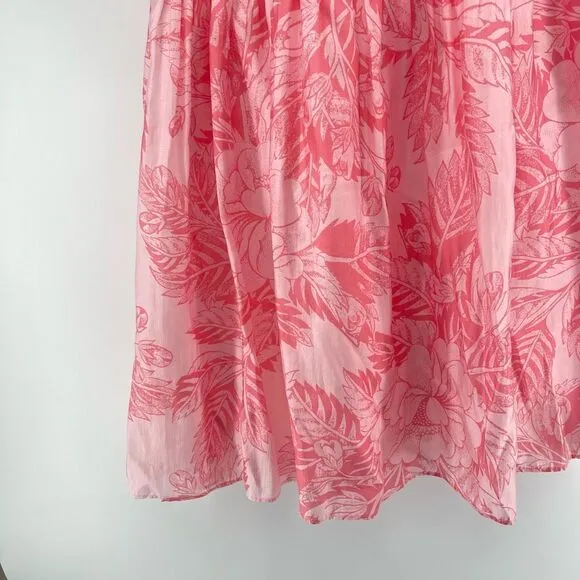 1.State Women’s Pink Floral Printed Low Yoke Puffy Midi Skirt Size Small