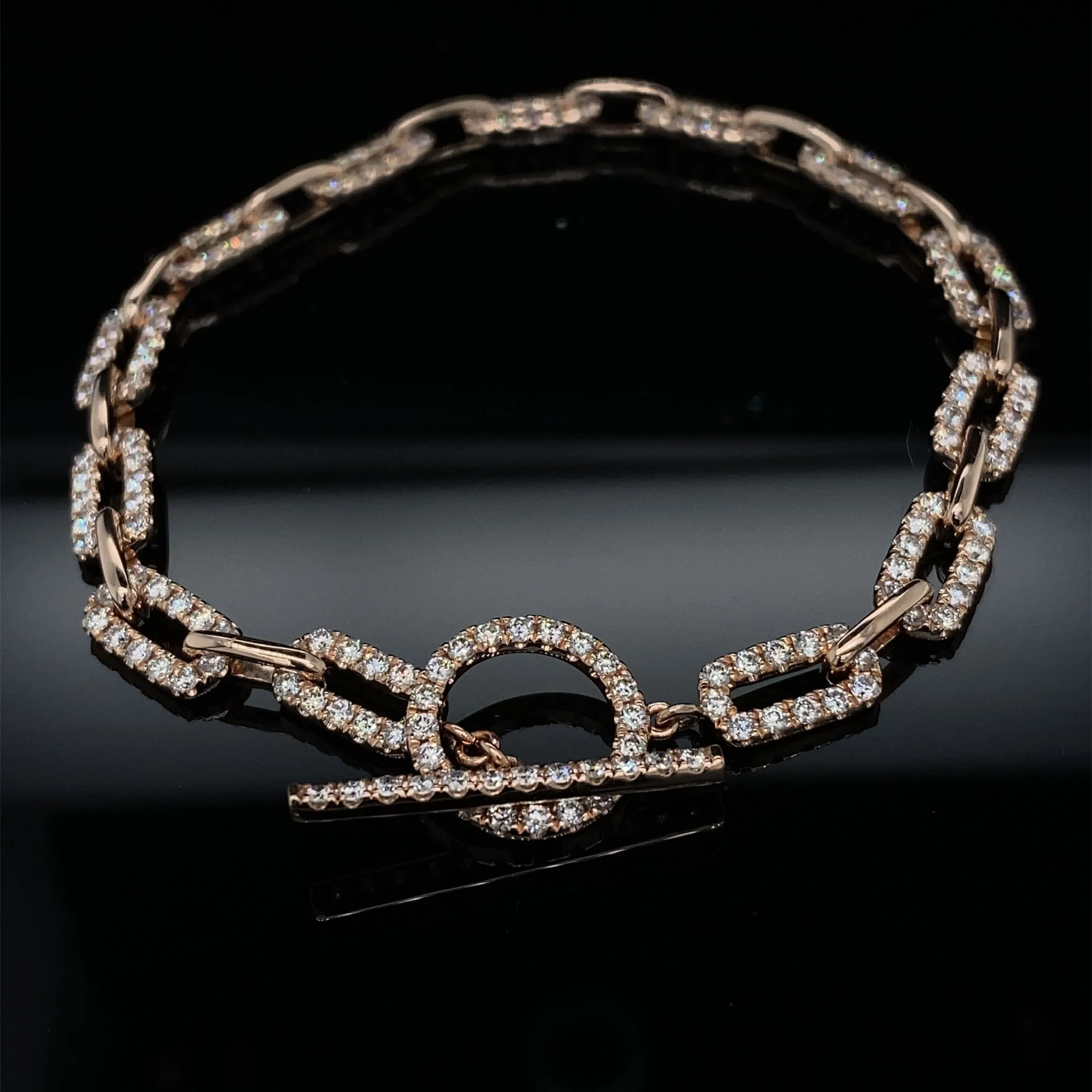 2.54 Glitzy Diamond Paperclip Link Rose Gold Bracelet