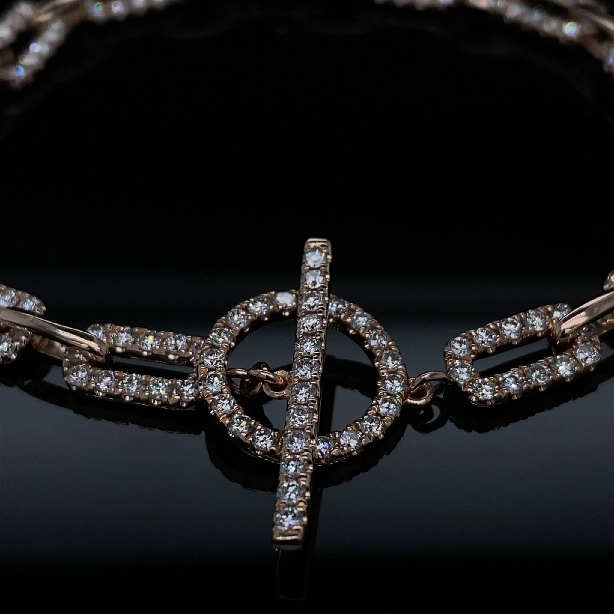 2.54 Glitzy Diamond Paperclip Link Rose Gold Bracelet