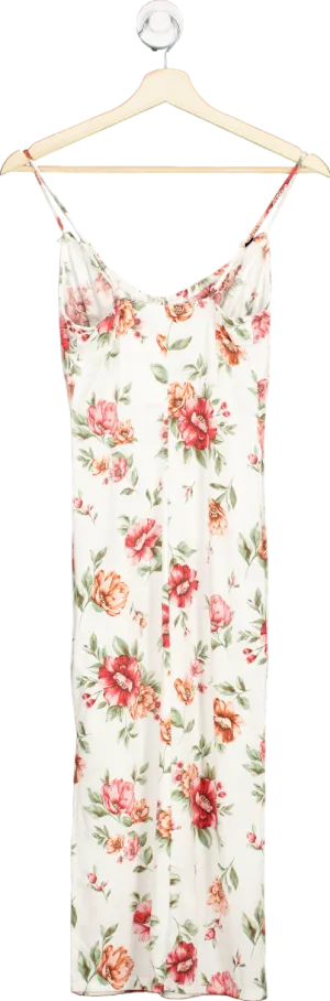 Ambiance Floral White Maxi Dress UK S