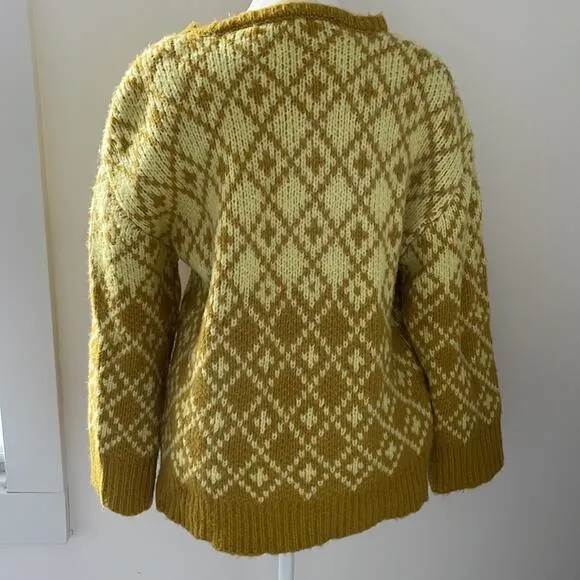 Anthropologie Mauve Sigfried Argyle Sweater Size Medium