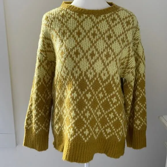 Anthropologie Mauve Sigfried Argyle Sweater Size Medium