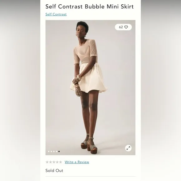 Anthropologie Self Contrast Bubble Mini Skirt NWOT