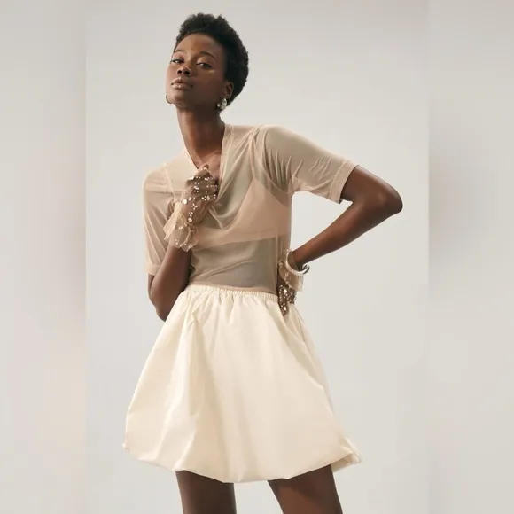 Anthropologie Self Contrast Bubble Mini Skirt NWOT