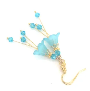 Aqua Blue Bell Flower Earrings