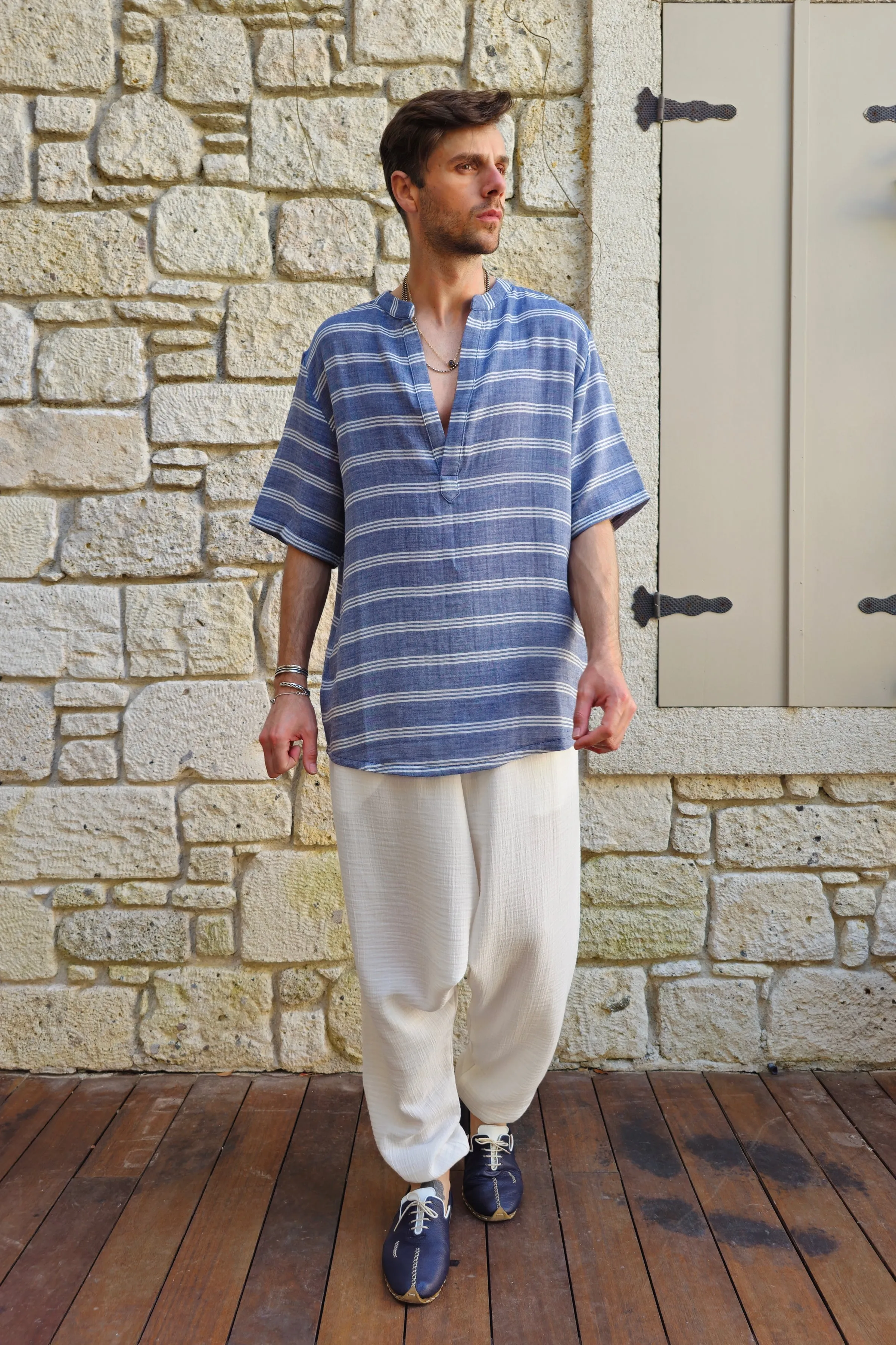 ARCHEUS STRIPES Organic Cotton Double Gauze Shirt