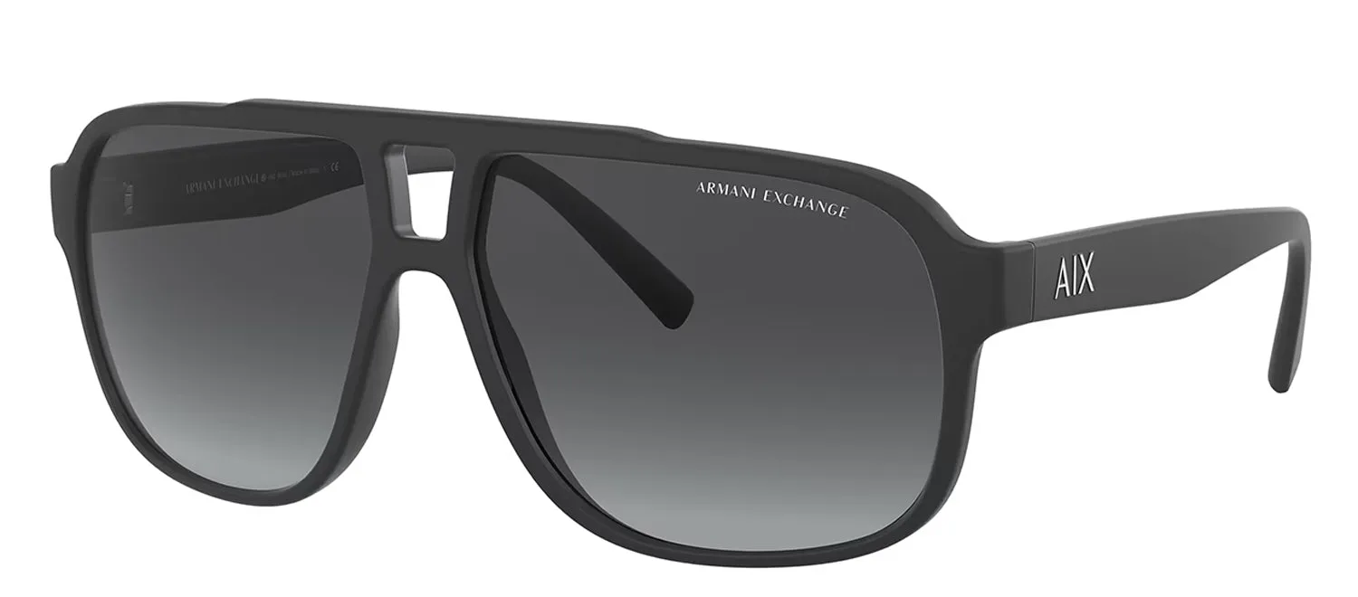 Armani Exchange AX 4104S 80788G Rectangle Plastic Black Sunglasses with Grey Gradient Lens