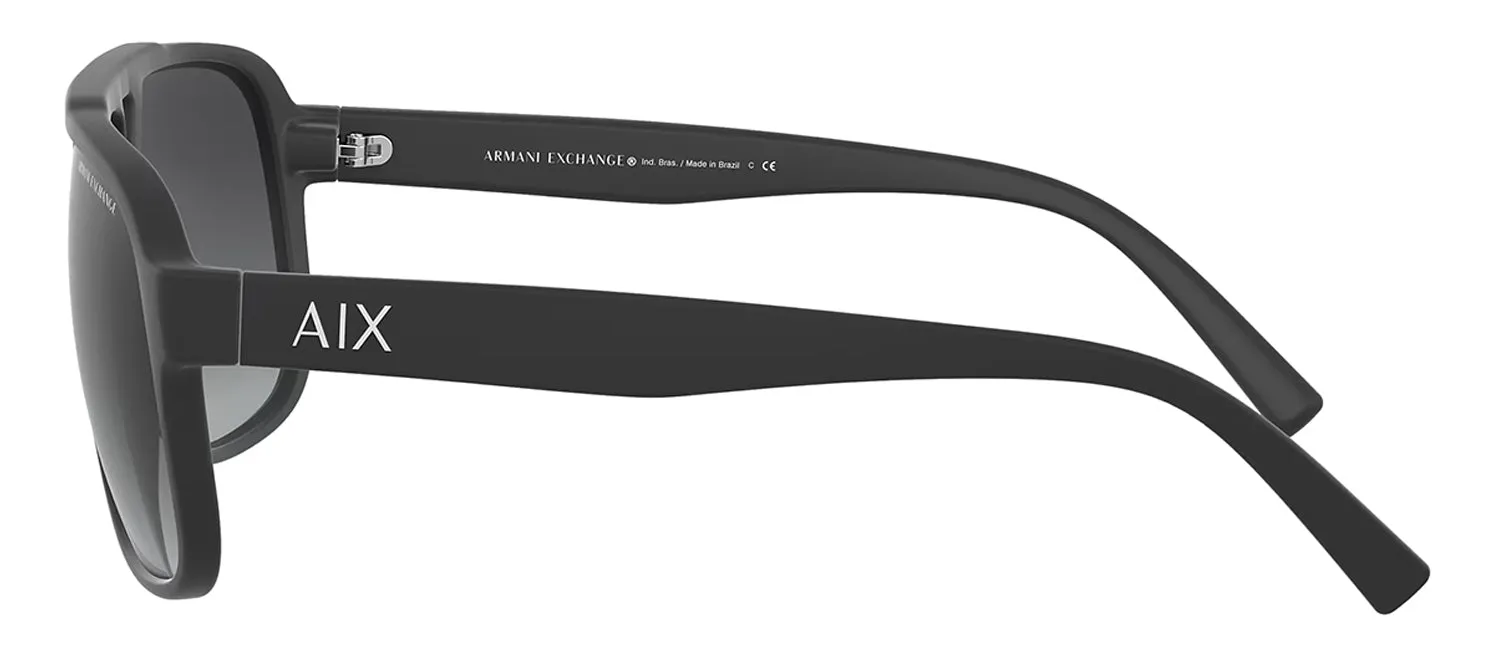 Armani Exchange AX 4104S 80788G Rectangle Plastic Black Sunglasses with Grey Gradient Lens