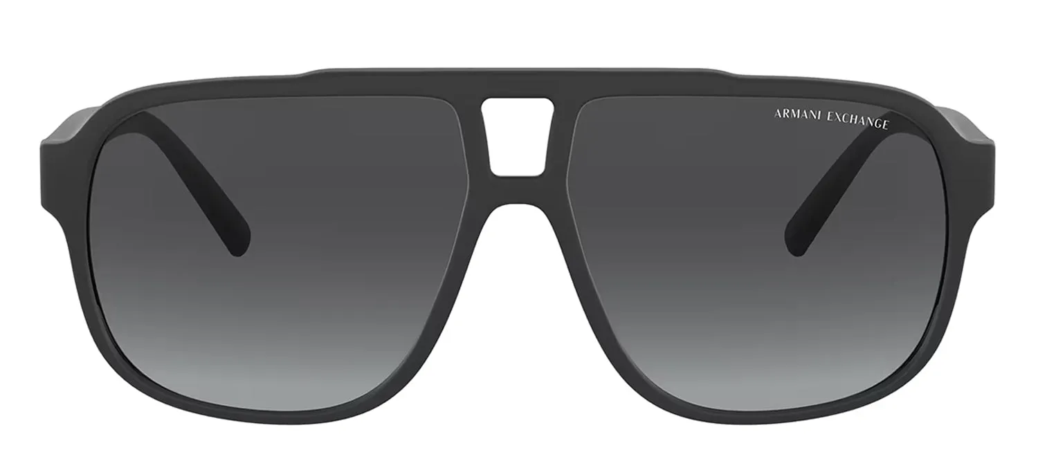 Armani Exchange AX 4104S 80788G Rectangle Plastic Black Sunglasses with Grey Gradient Lens