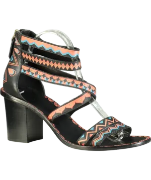 ASH Black Abstract Printed Ankle Sandals UK 7 EU 40 👠