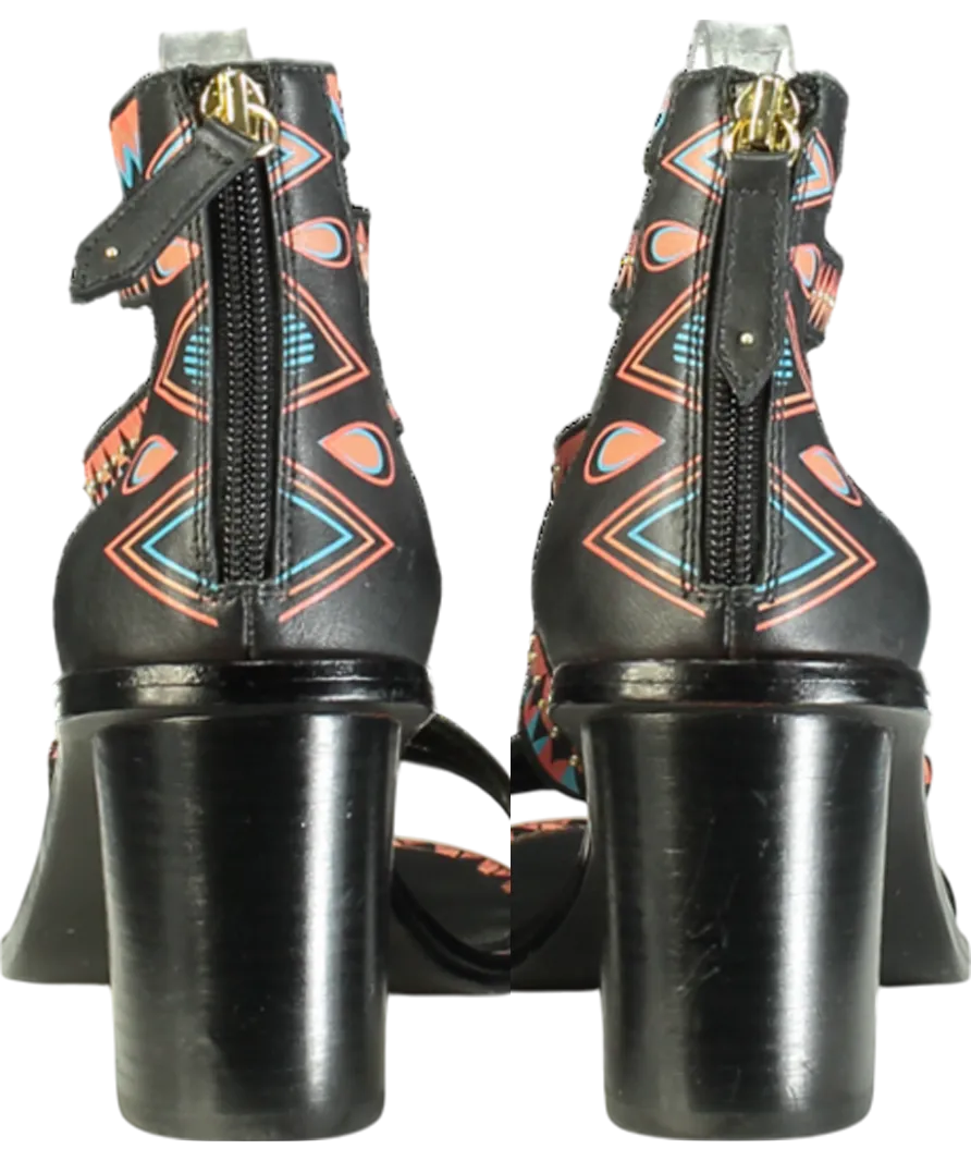 ASH Black Abstract Printed Ankle Sandals UK 7 EU 40 👠