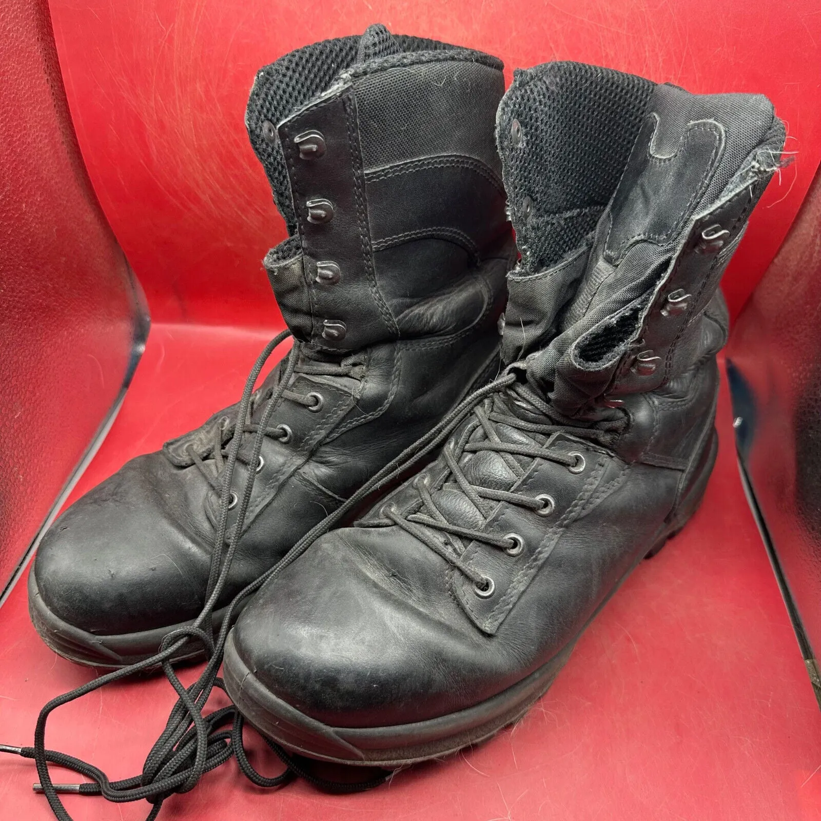Austrian Army Black Leather Heavy Duty Combat Boots - Size EU 43 - UK 9