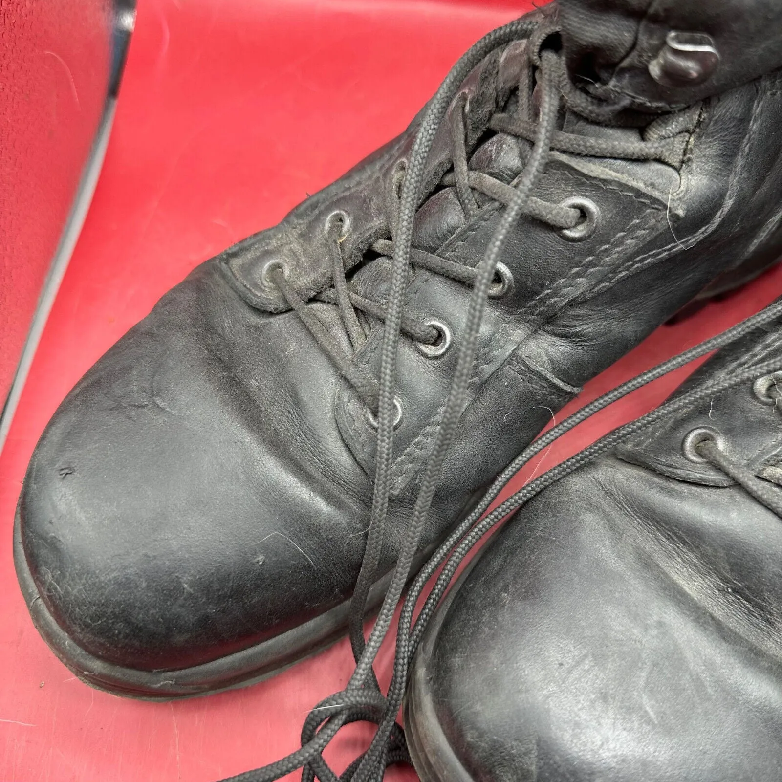 Austrian Army Black Leather Heavy Duty Combat Boots - Size EU 43 - UK 9