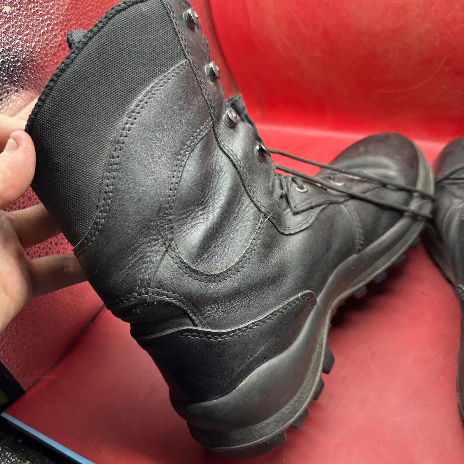 Austrian Army Black Leather Heavy Duty Combat Boots - Size EU 43 - UK 9