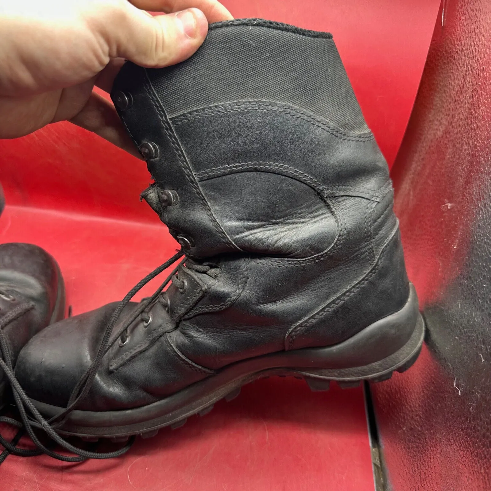 Austrian Army Black Leather Heavy Duty Combat Boots - Size EU 43 - UK 9
