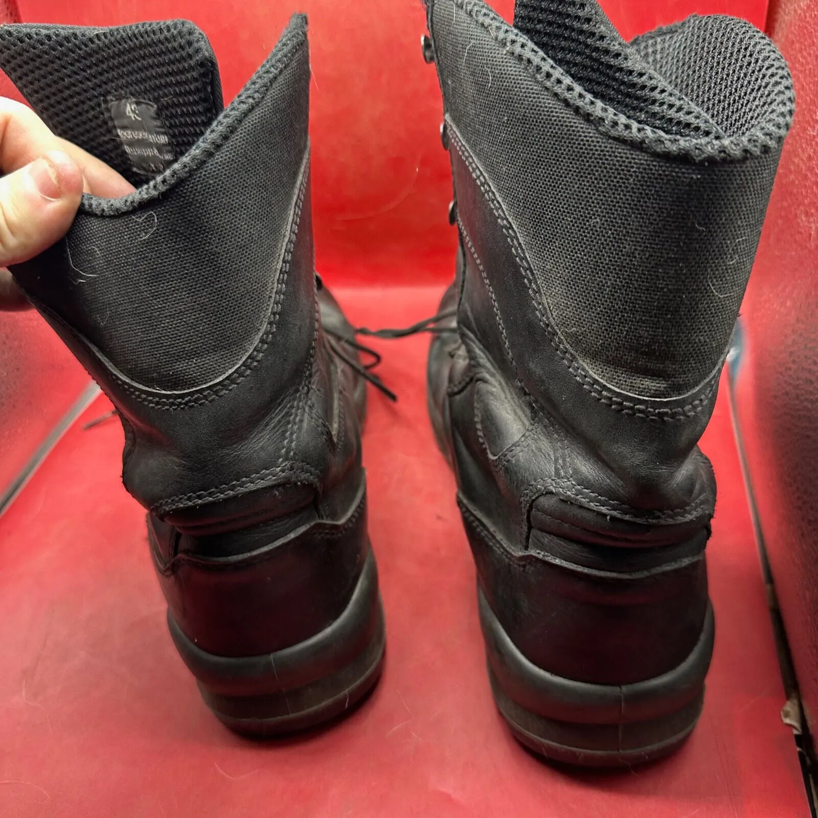 Austrian Army Black Leather Heavy Duty Combat Boots - Size EU 43 - UK 9