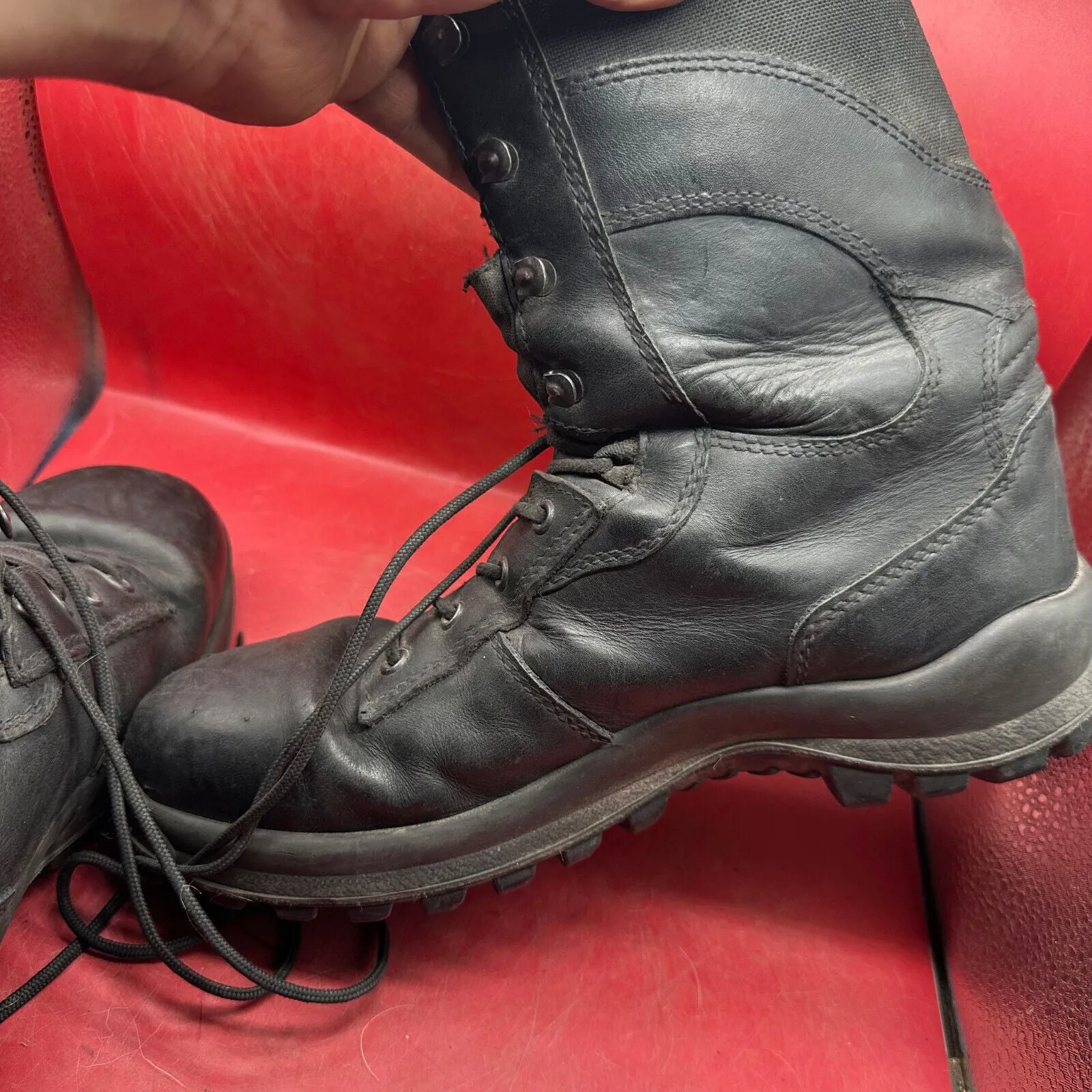 Austrian Army Black Leather Heavy Duty Combat Boots - Size EU 43 - UK 9