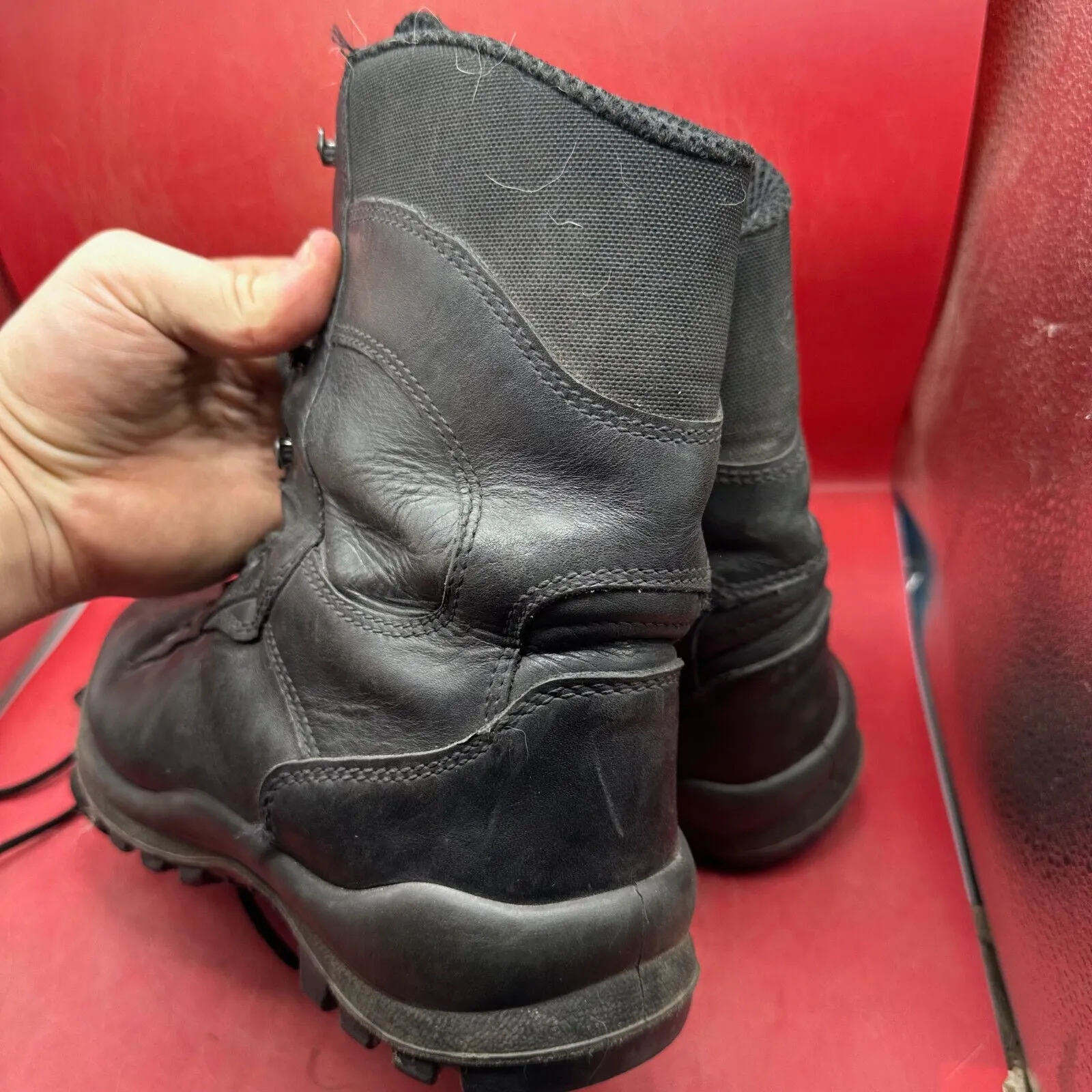 Austrian Army Black Leather Heavy Duty Combat Boots - Size EU 43 - UK 9