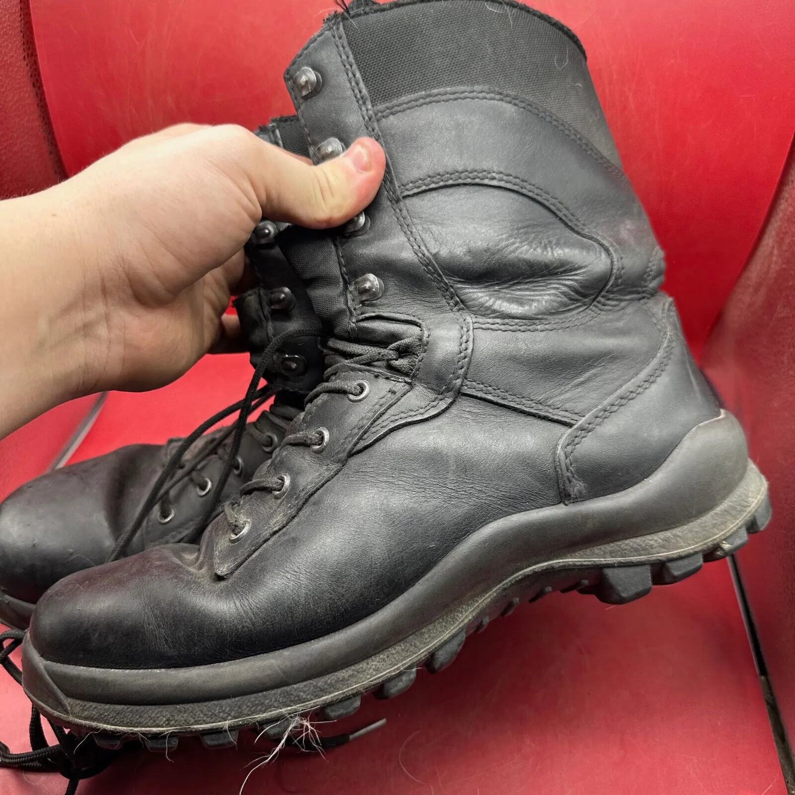 Austrian Army Black Leather Heavy Duty Combat Boots - Size EU 43 - UK 9
