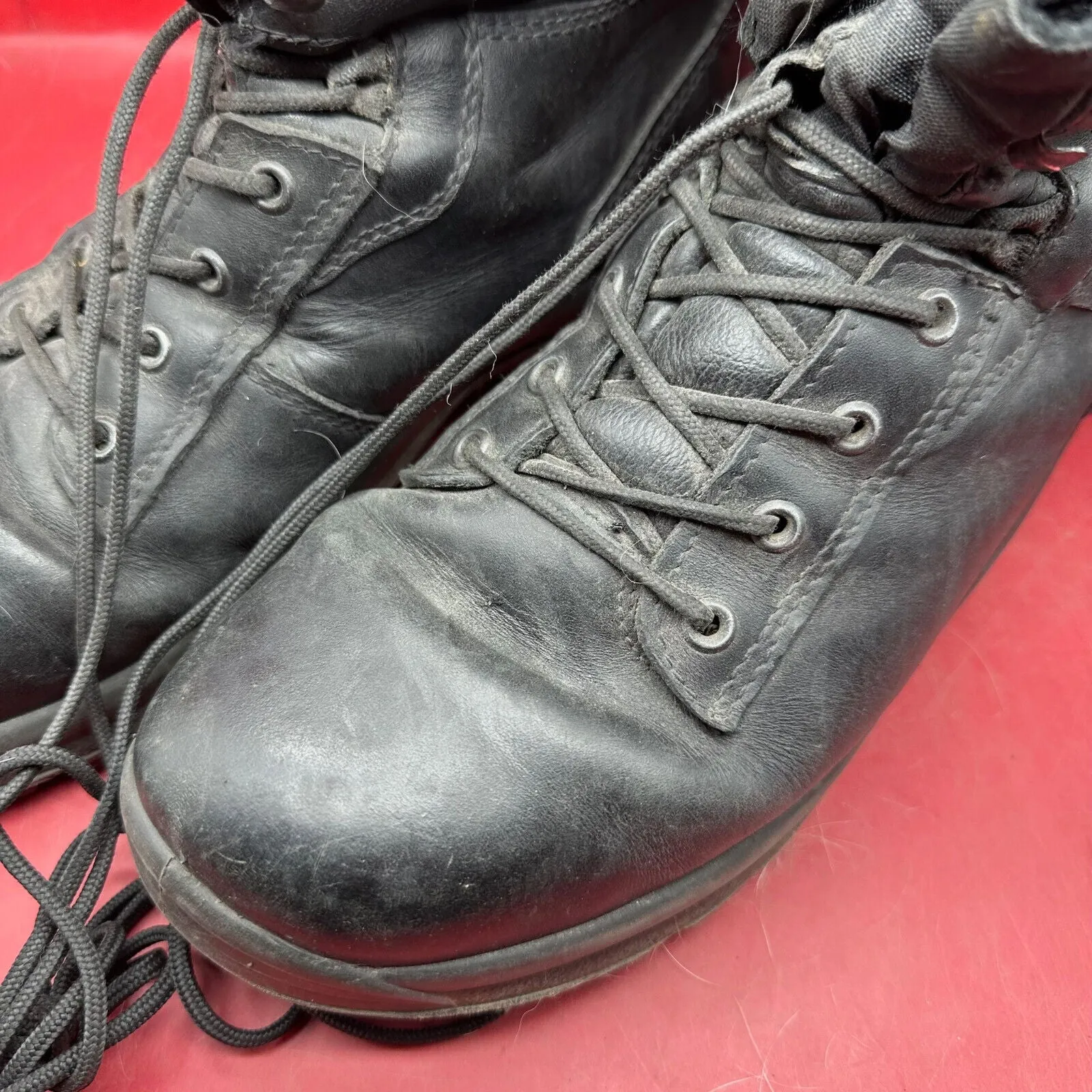 Austrian Army Black Leather Heavy Duty Combat Boots - Size EU 43 - UK 9