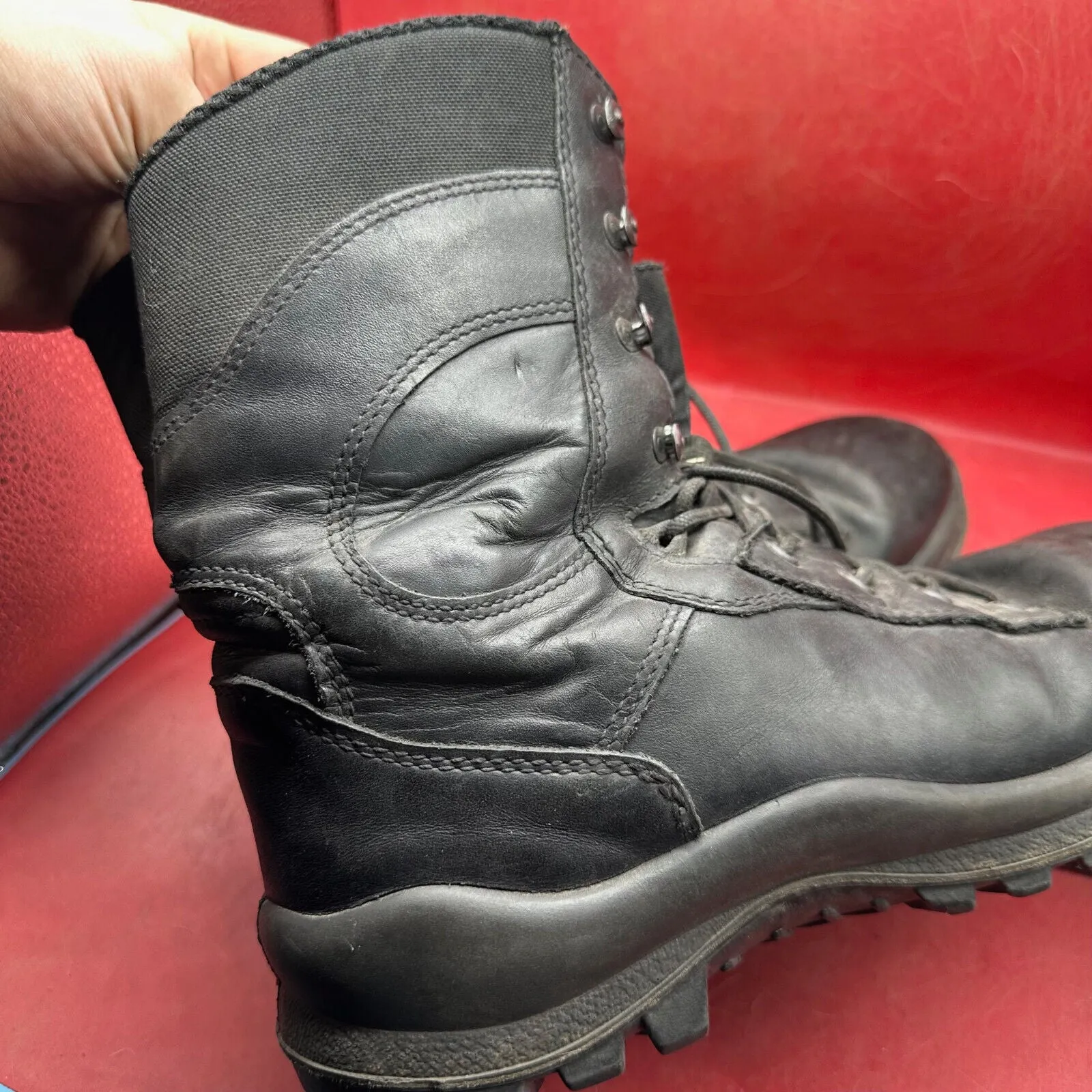 Austrian Army Black Leather Heavy Duty Combat Boots - Size EU 43 - UK 9