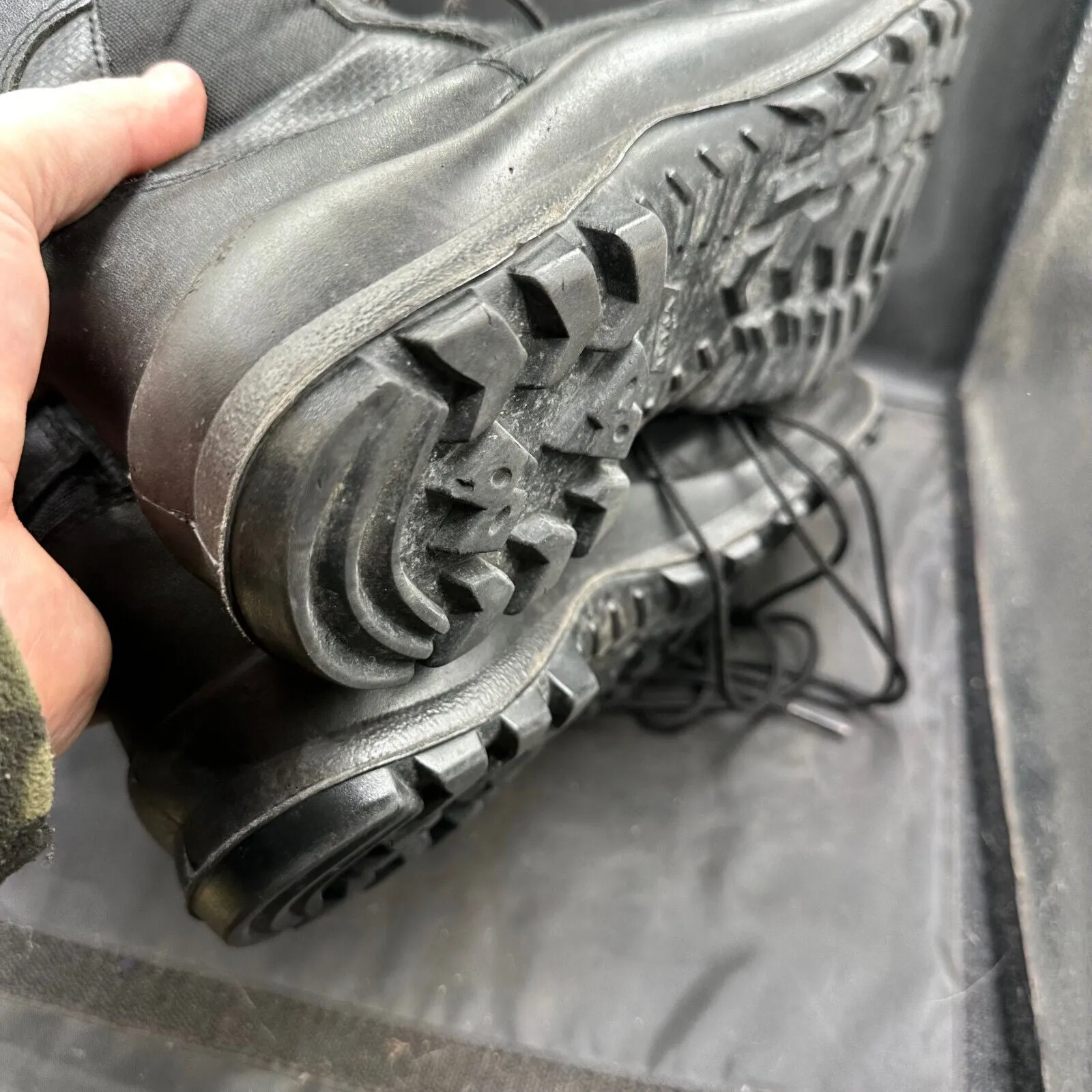 Austrian Army Black Leather Heavy Duty Combat Boots - Size EU 44 - UK 9.5