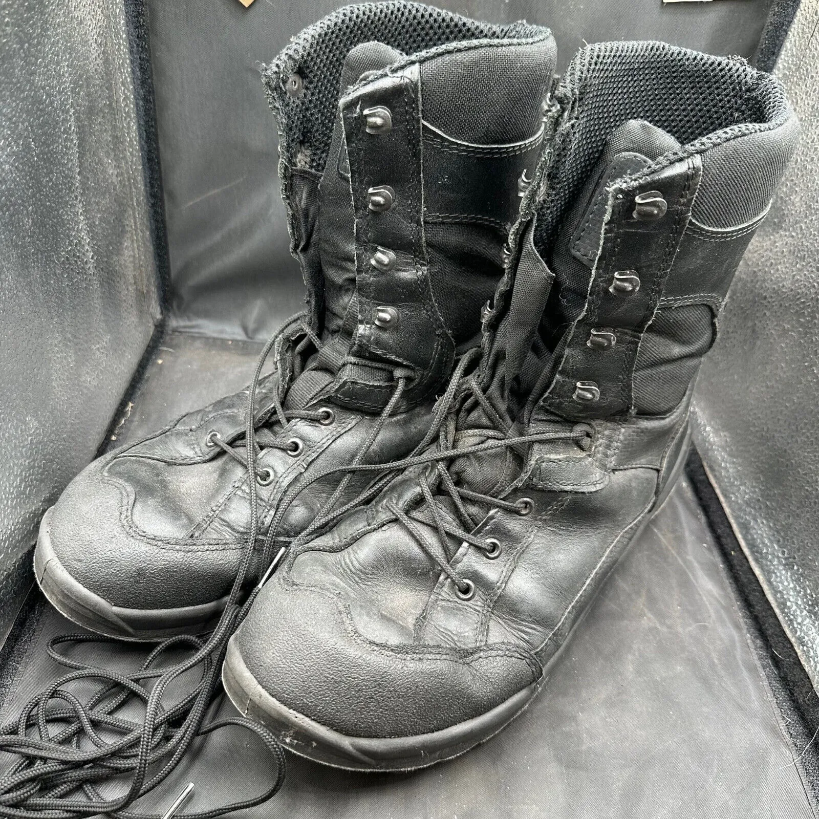 Austrian Army Black Leather Heavy Duty Combat Boots - Size EU 44 - UK 9.5
