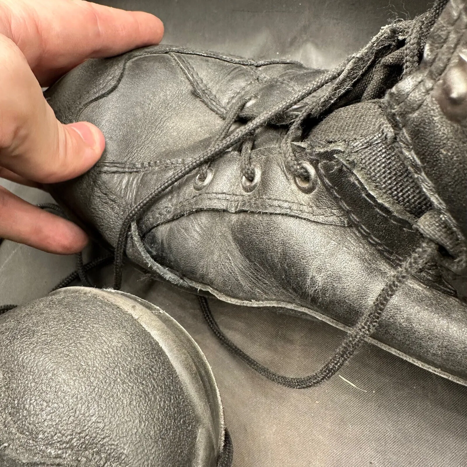 Austrian Army Black Leather Heavy Duty Combat Boots - Size EU 44 - UK 9.5