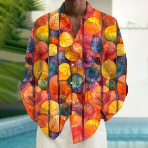 Autumn Leaves Men's Pocket Long Sleeve Shirt