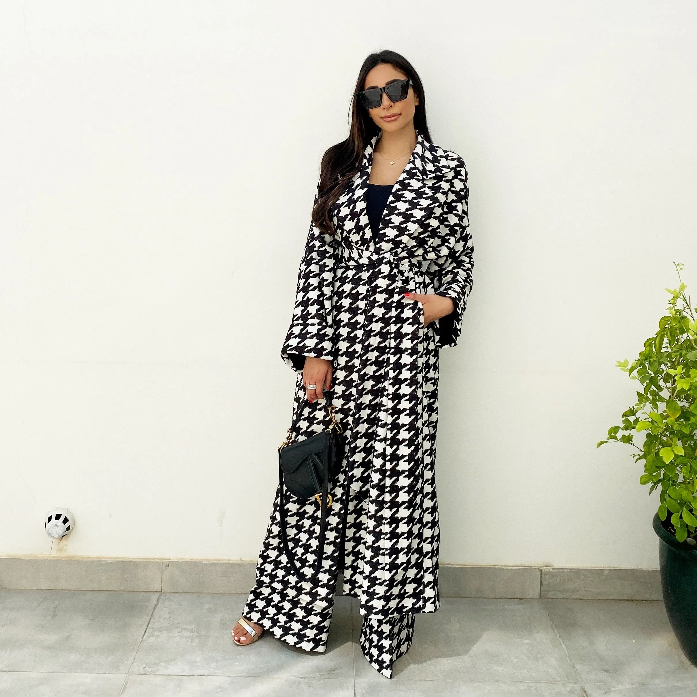 AW19 HOUNDSTOOTH WOOL OVER COAT