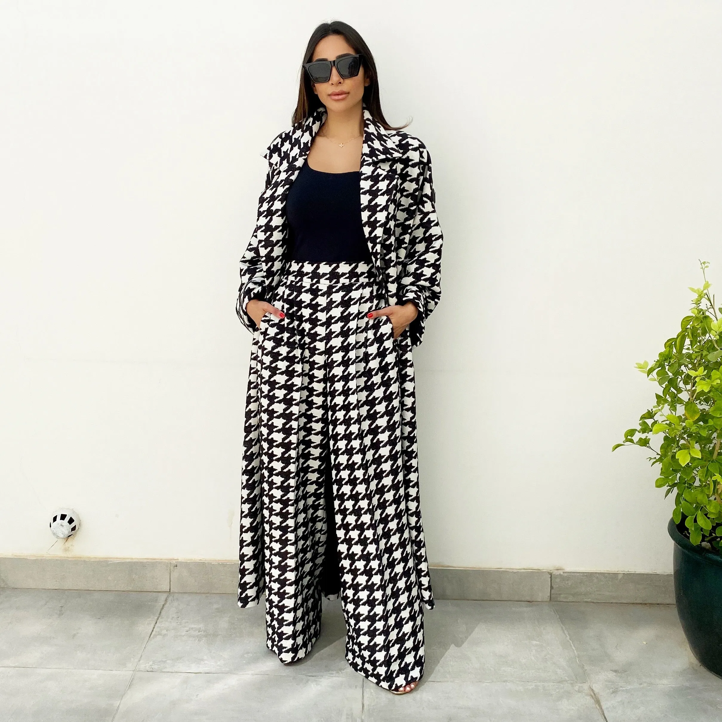 AW19 HOUNDSTOOTH WOOL OVER COAT