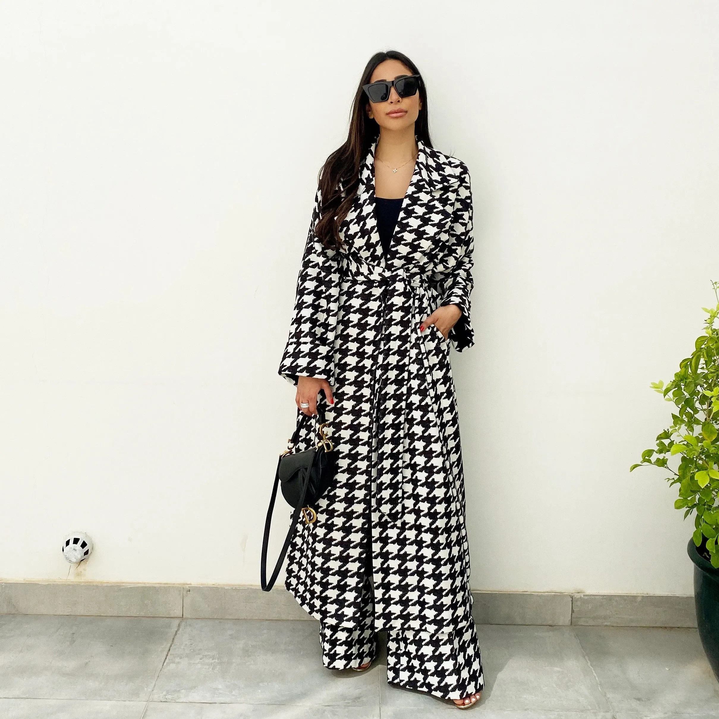 AW19 HOUNDSTOOTH WOOL OVER COAT