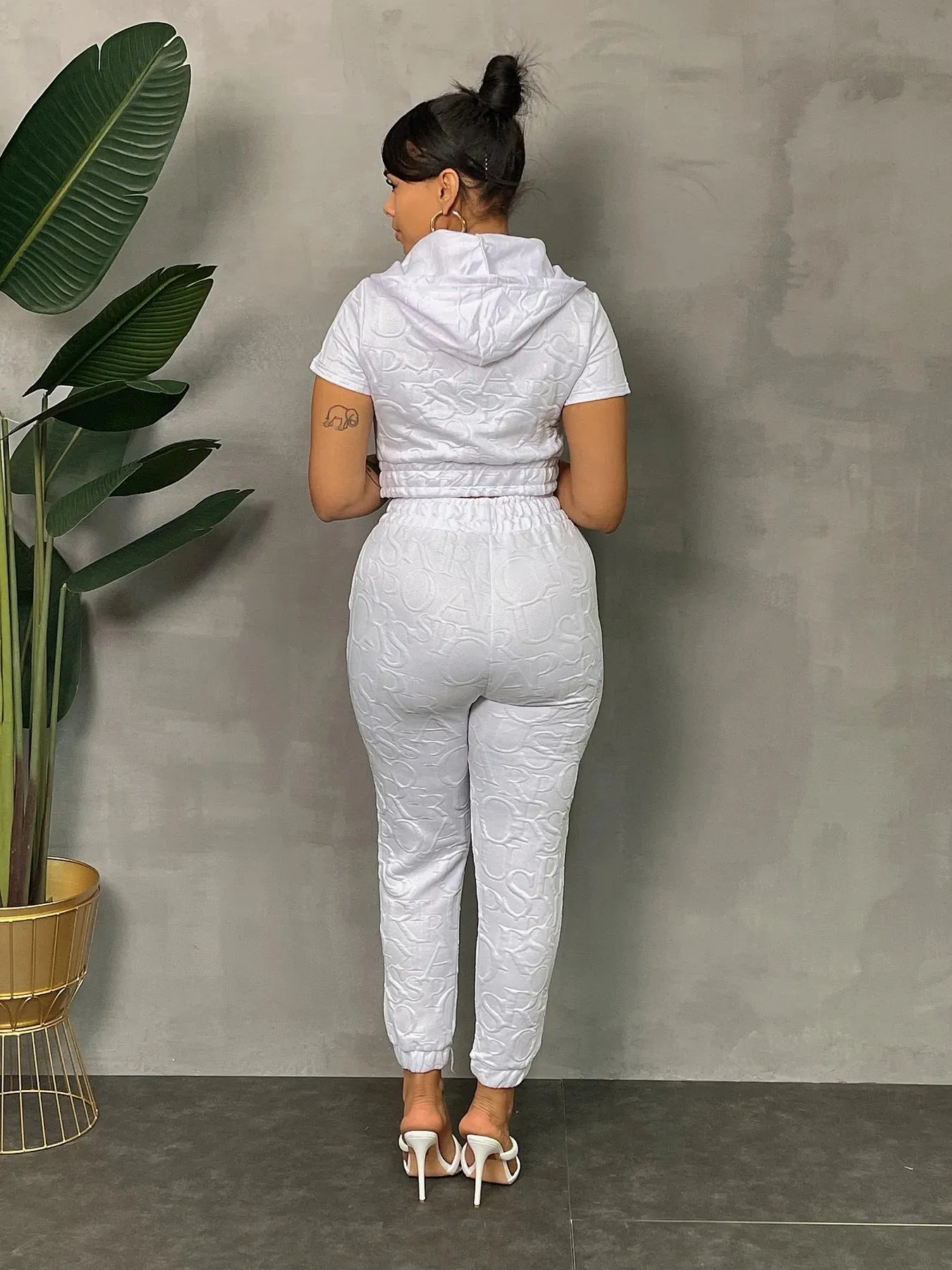 BADD GIRL TEXTURE ZIP HOODIE JOGGER SET ( Plus Sizes Available)