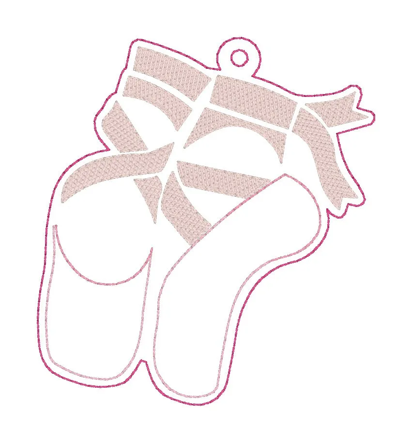 Ballet shaker bookmark/bag tag/ornament machine embroidery file DIGITAL DOWNLOAD