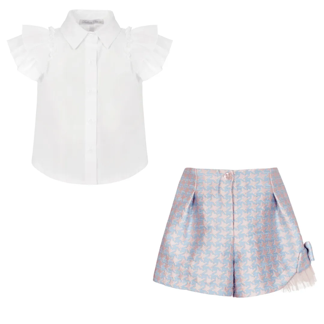 BALLOON CHIC - Dog Tooth Short Set - Pink