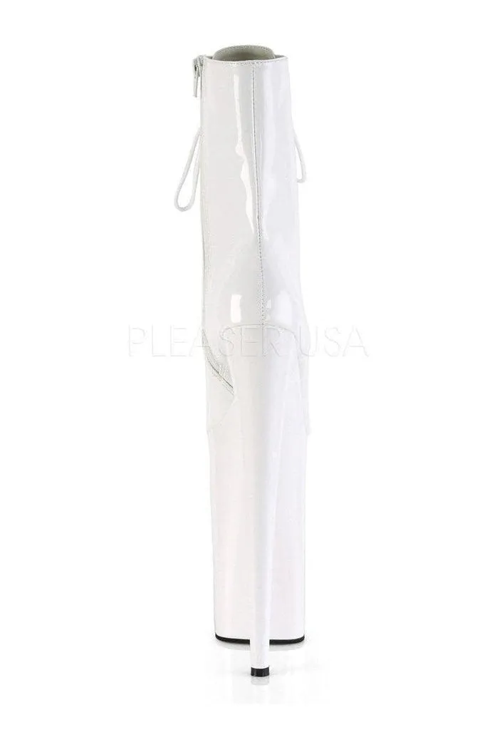 BEYOND-1020 Platform Ankle Boot | White Patent