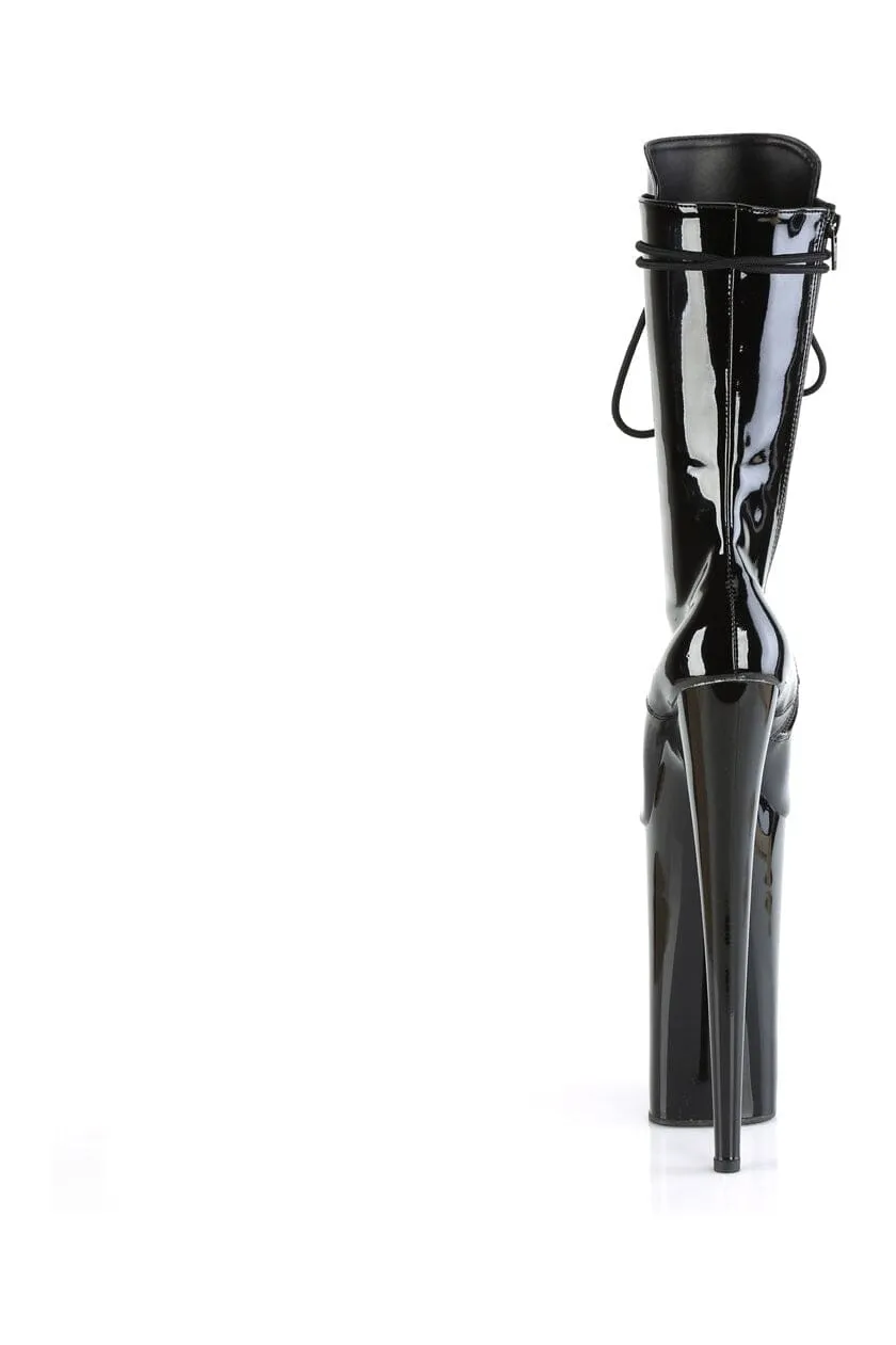 BEYOND-1050 Black Patent Knee Boot