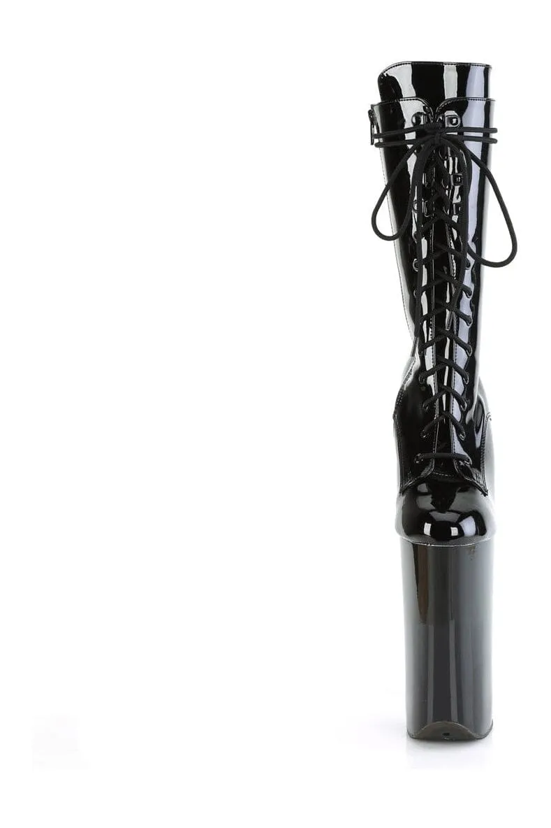 BEYOND-1050 Black Patent Knee Boot