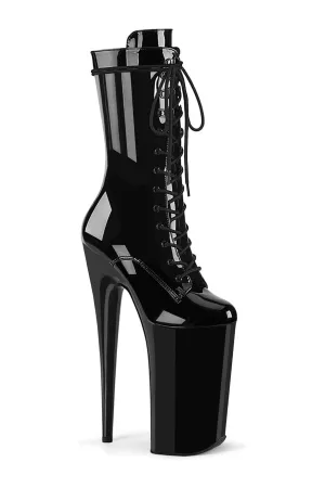 BEYOND-1050 Black Patent Knee Boot