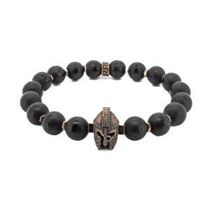 Black Onyx Stone Gladiator Charm Beaded Bracelet
