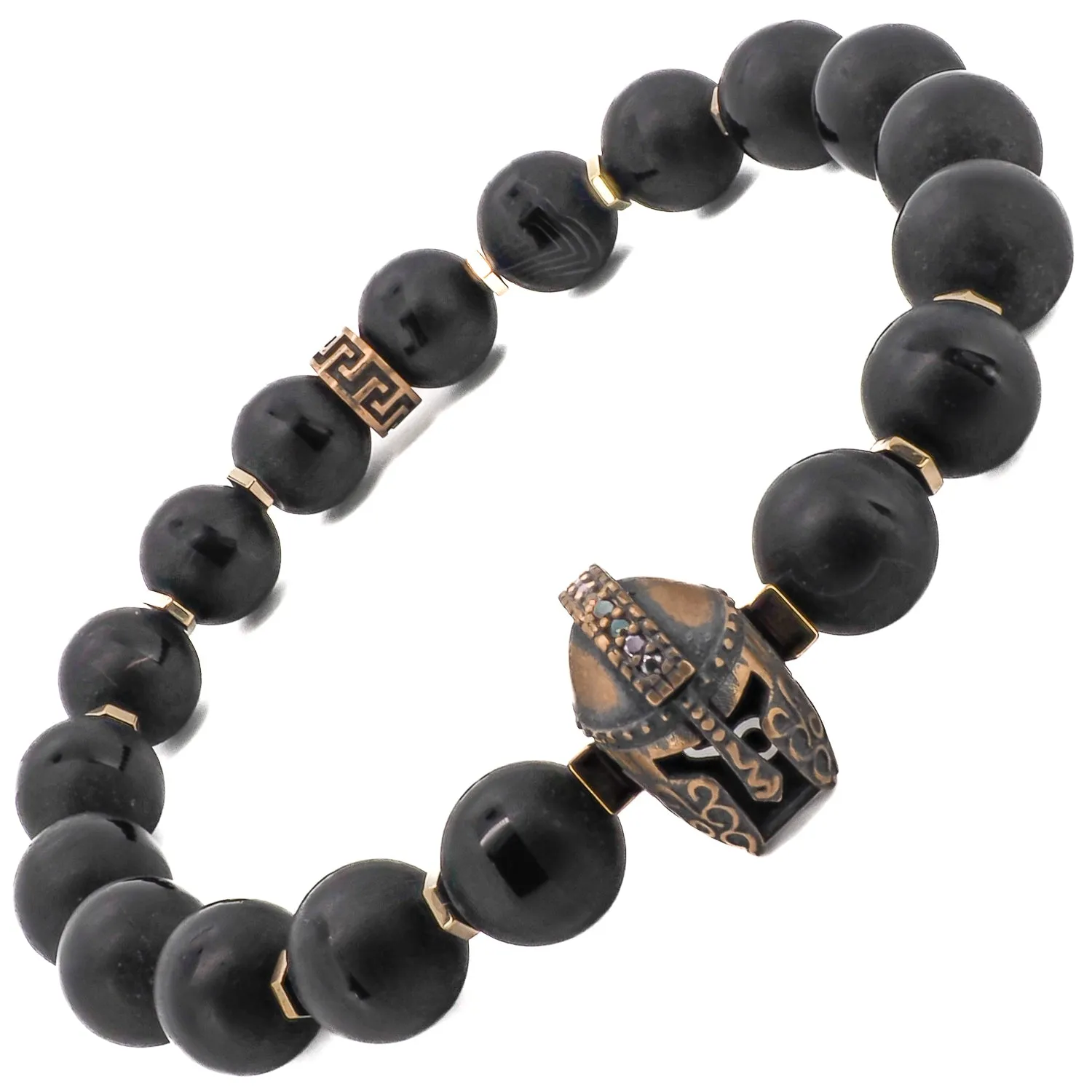 Black Onyx Stone Gladiator Charm Beaded Bracelet