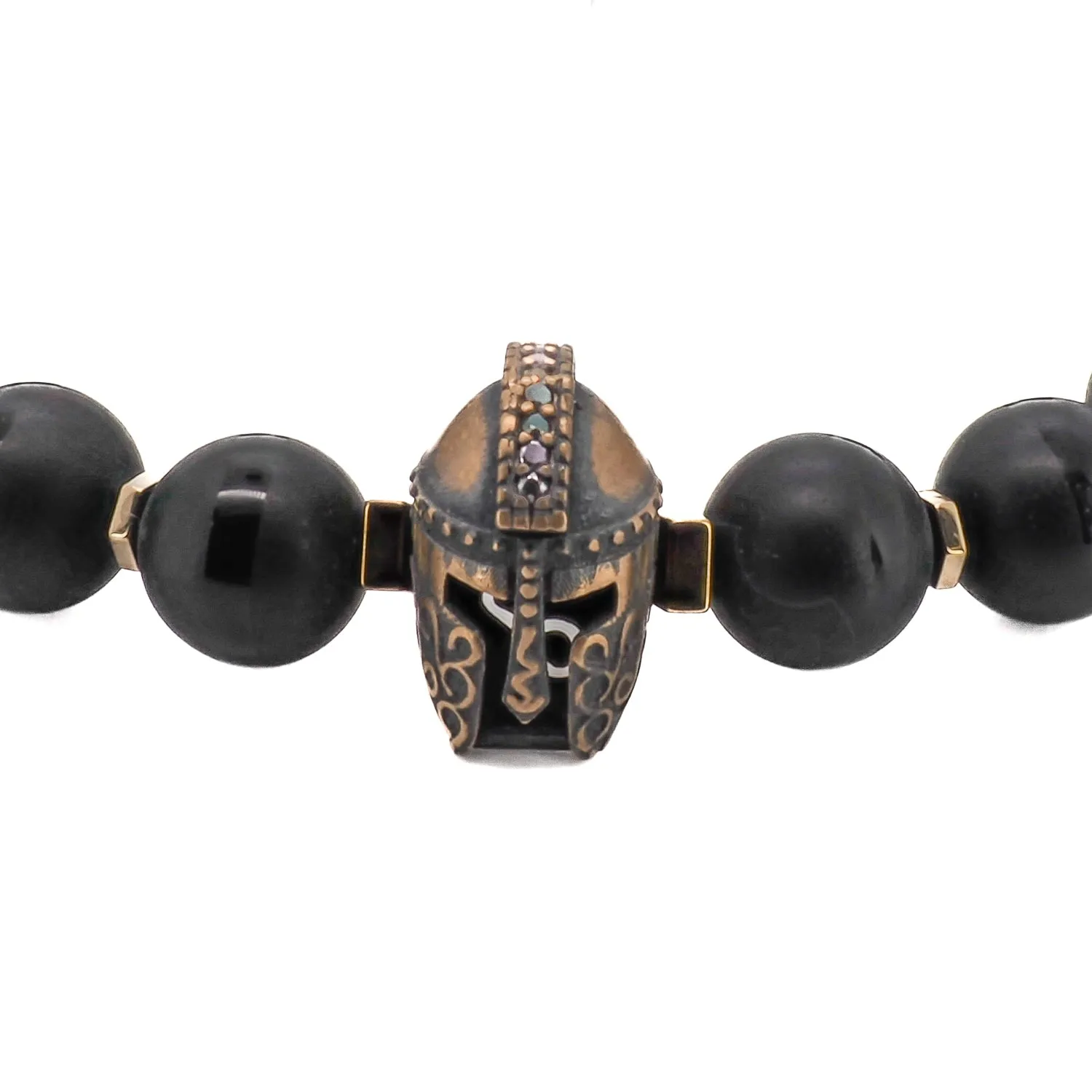 Black Onyx Stone Gladiator Charm Beaded Bracelet