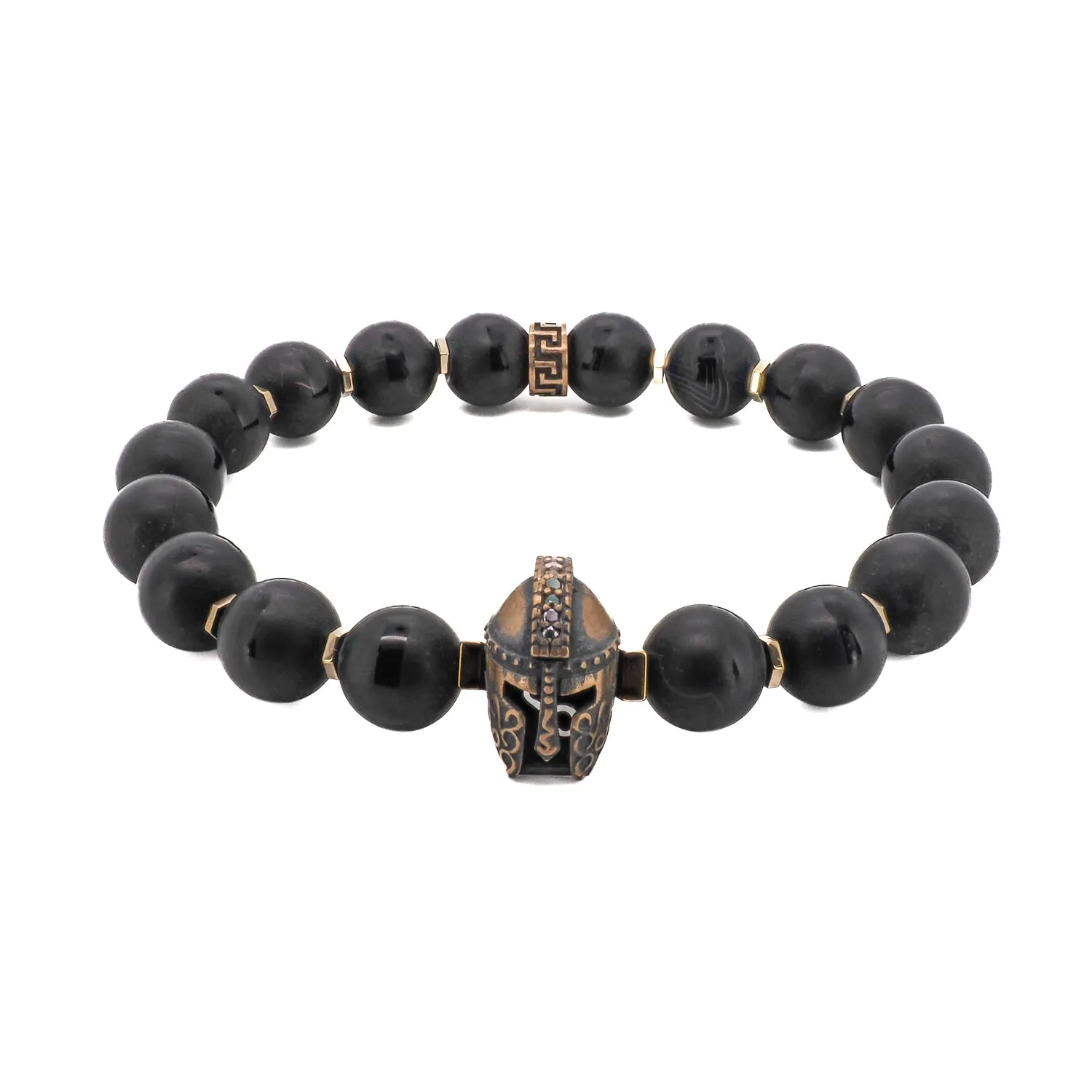 Black Onyx Stone Gladiator Charm Beaded Bracelet